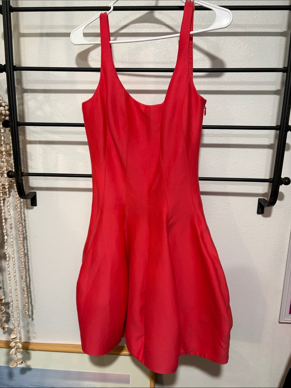 Halston Heritage ~ Coral Red Sleeveless Scoop-Neck Mini Dress